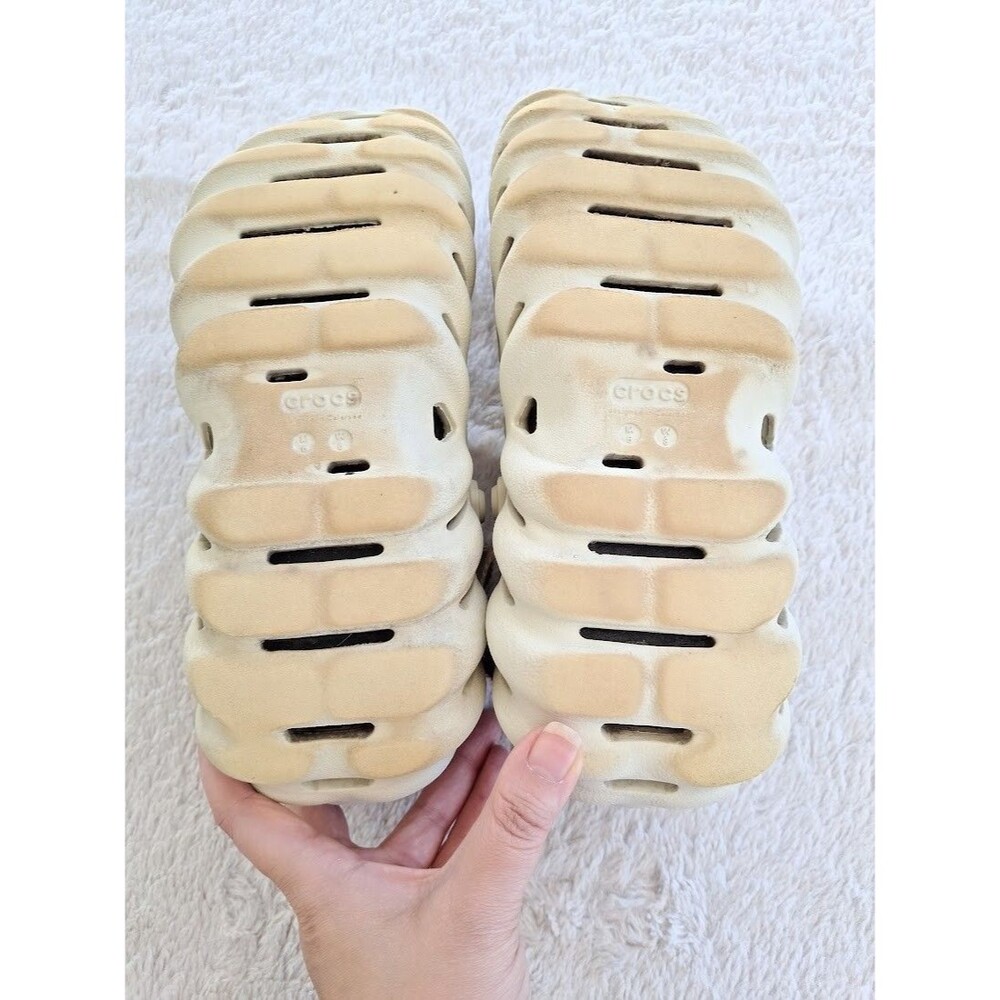 Crocs Echo Clog Bone Black Womens 8 Mens 6 Sculpted Foam 207937-2YJ - Picture 3 of 13